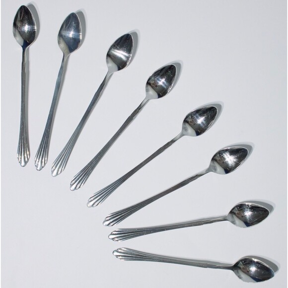 Vintage Retroneu Korea 8 Pcs. Long Iced Tea Spoons 18/8 Flatware BARRINGTON - Picture 1 of 6